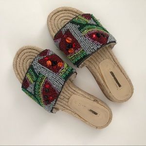 ZARA Summer Sequin Espadrille Slides